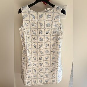NWT H&M White Sheath Dress with Blue Seashells
